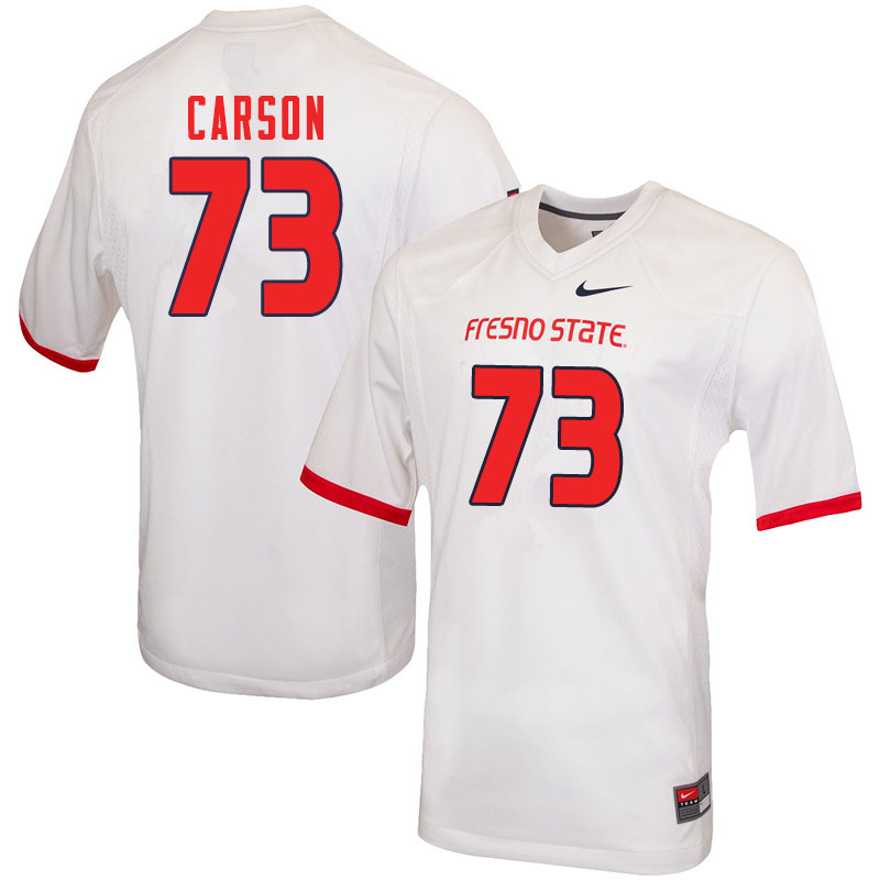 Men #73 Elijah Carson Fresno State Bulldogs College Football Jerseys Sale-White